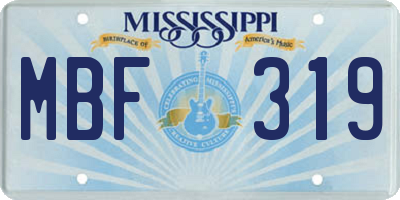MS license plate MBF319