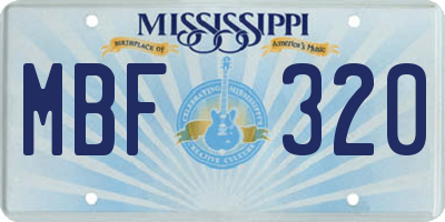 MS license plate MBF320