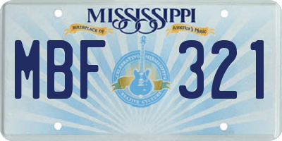 MS license plate MBF321