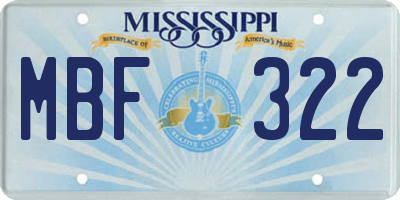 MS license plate MBF322