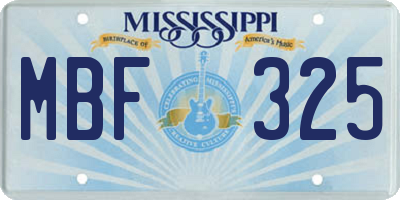 MS license plate MBF325