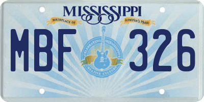 MS license plate MBF326