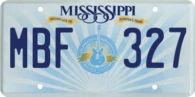 MS license plate MBF327