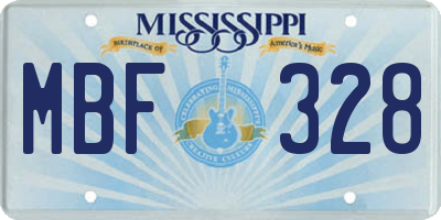 MS license plate MBF328