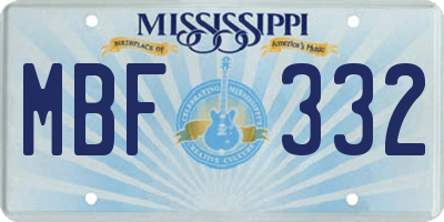 MS license plate MBF332