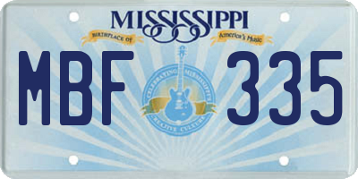 MS license plate MBF335