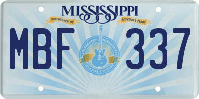 MS license plate MBF337