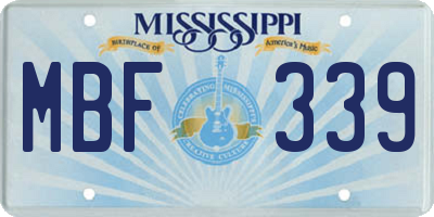 MS license plate MBF339