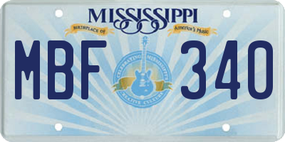 MS license plate MBF340