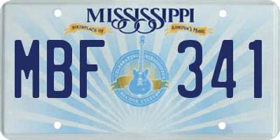 MS license plate MBF341
