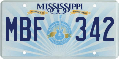 MS license plate MBF342