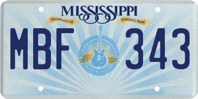 MS license plate MBF343