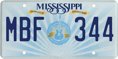 MS license plate MBF344