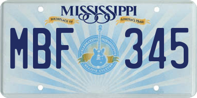 MS license plate MBF345