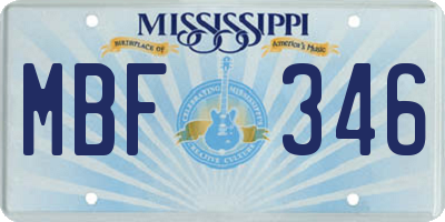 MS license plate MBF346