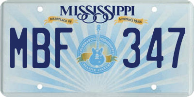 MS license plate MBF347