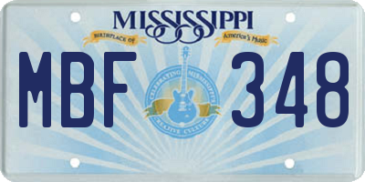 MS license plate MBF348