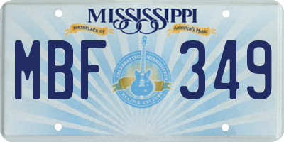 MS license plate MBF349