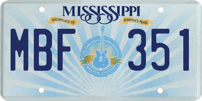 MS license plate MBF351