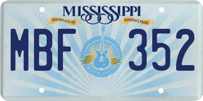MS license plate MBF352
