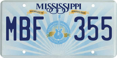 MS license plate MBF355