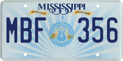 MS license plate MBF356