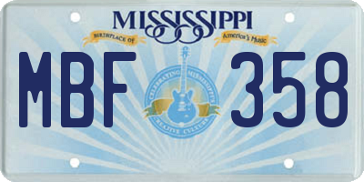MS license plate MBF358