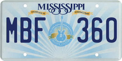 MS license plate MBF360