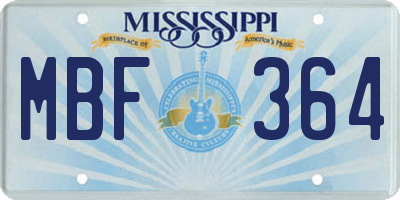 MS license plate MBF364