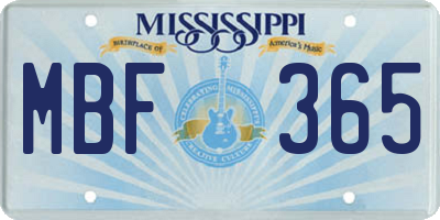 MS license plate MBF365