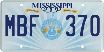 MS license plate MBF370
