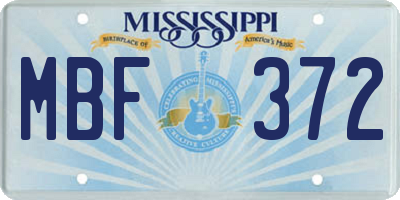 MS license plate MBF372