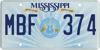 MS license plate MBF374