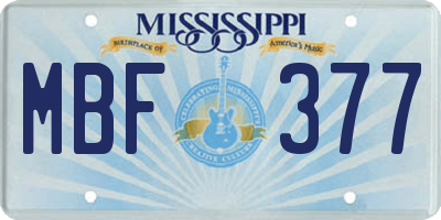 MS license plate MBF377