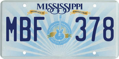 MS license plate MBF378
