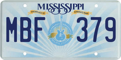 MS license plate MBF379