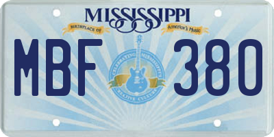 MS license plate MBF380