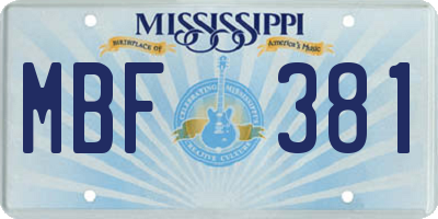 MS license plate MBF381