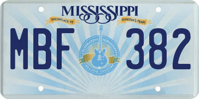 MS license plate MBF382