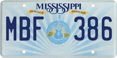 MS license plate MBF386