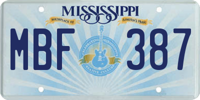 MS license plate MBF387