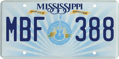 MS license plate MBF388