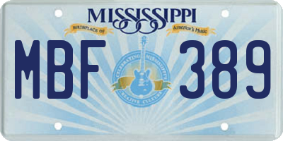 MS license plate MBF389
