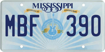 MS license plate MBF390