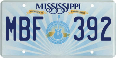MS license plate MBF392