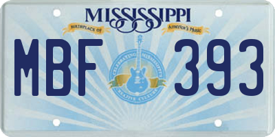 MS license plate MBF393