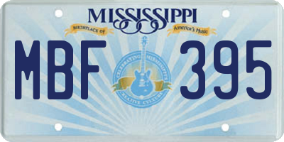 MS license plate MBF395