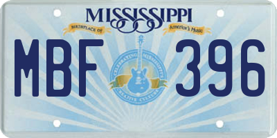 MS license plate MBF396