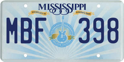 MS license plate MBF398