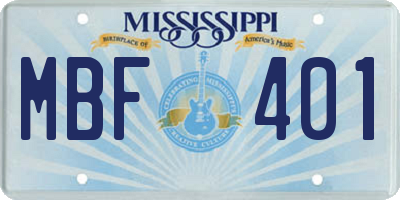 MS license plate MBF401